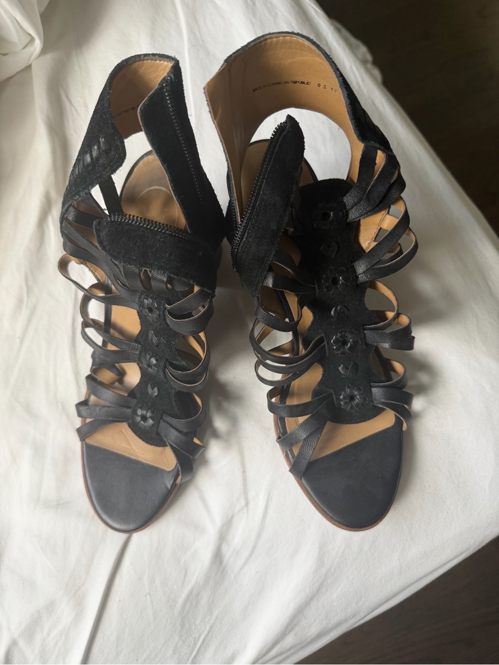Jack Rogers Black Floral Cutout Strappy Sandals